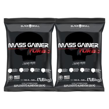Imagem de Kit 2x Mass Gainer Turbo - 1,6kg - Black Skull Kit 2x Mass Gainer Turbo (Baunilha e Morango) - 1,6kg