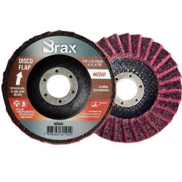 Imagem de Disco Flap de Acabamento Aço Inox / Alumínio 4.1/2" Médio- Brax