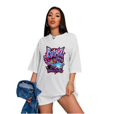 Imagem de Camiseta Oversized Feminina Bratz World Tour Vintage - FSL.CONF, Cinza