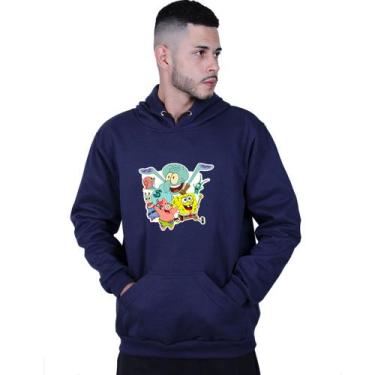 Imagem de Moletom Unissex Canguru Bob Esponja Personagens - Lafre, Azul marinho,