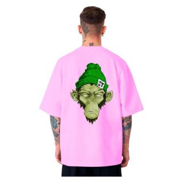Imagem de Camiseta Oversized Masculina Chimpanzé Swag Skate - FSL.CONF, Rosa, XG