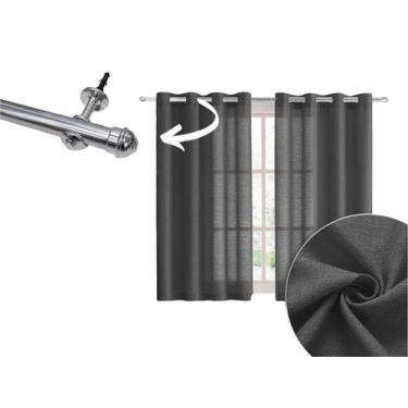 Imagem de Cortina Sala 3 Com Varão Incluso 2 Metros Tecido Rústico Prime - Armaz