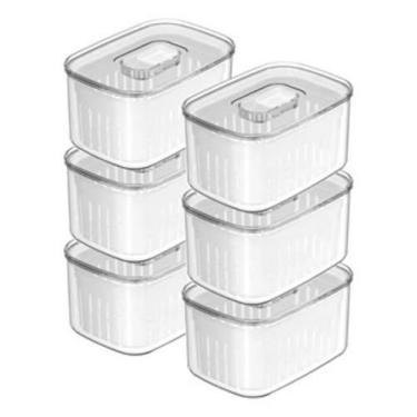 Imagem de Kit 6 Organizador De Geladeira 0,65 L Cozinha Frutas Legumes - OU