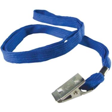 Imagem de Cordao para Cracha Tecido Azul C/PRESILHA Jacare - KIT