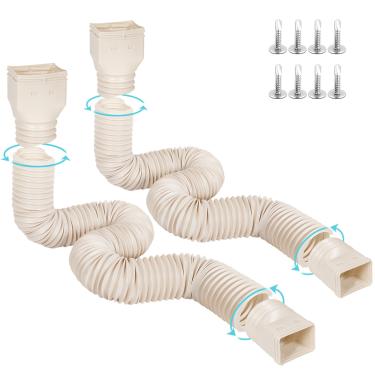 Imagem de plusgutter Extensores de calha longa de 3,5 m flexíveis, extensor de calha de drenagem, extensor de drenagem de bico para drenagem de água da chuva, extensível de 8 a 3,5 m (pacote com 2 unidades