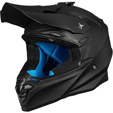 Imagem de ILM Capacete infantil adulto motocross Dirt Bike com forro super macio suporte para câmera ATV motocicleta dupla esportiva DOT (preto fosco, P)