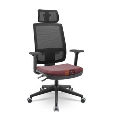 Imagem de Cadeira Brizza Tela 3D BackPlax Piramidal Preta Nylon Com Apoio NR17 Plaxmetal (Sintético Vinho)