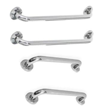 Imagem de Alça Barra De Apoio Inox Banheiro Kit 4 Uni Cadeirante Segurança Gesta