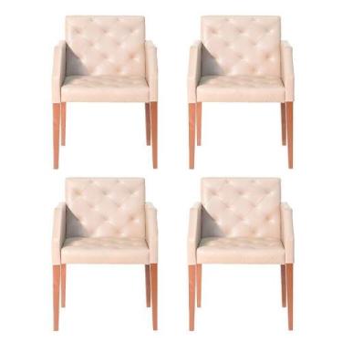 Imagem de Kit 4 Poltronas Nina Costura Capitonê - Bege - Cor: Bege - Rud House
