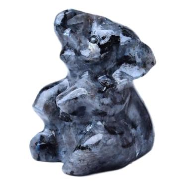 Imagem de WUYOUSHI Pedra brilhante elefante decoração estatueta cristais e pedras curativas estátua de elefante polido bolso pedras preciosas quarto escritório mesa decoração de casa Uma decoração de sorte