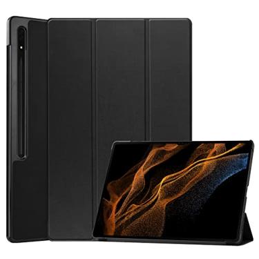 Imagem de Capa inteligente para Galaxy Tab S9 Ultra, Ratesell leve, suporte de três dobras, capa inteligente com função despertar/hibernar automática para Galaxy Tab S9 Ultra SM-X910B / SM-X916B / S8