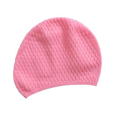 Imagem de Generic Touca de natação, touca de banho, proteção auricular para piscina, chapéu de banho à prova d'água, equipamento de natação para homens e mulheres, Rosa