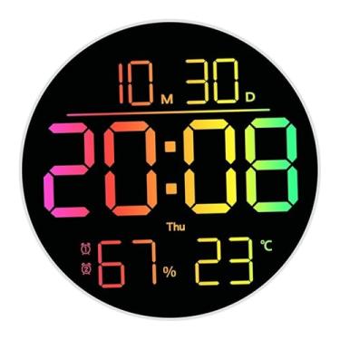 Imagem de Generic Relógio de parede digital, despertador, calendário, display LED, data, semana, com controle remoto, luz noturna, para sala de estar, decoração de casa