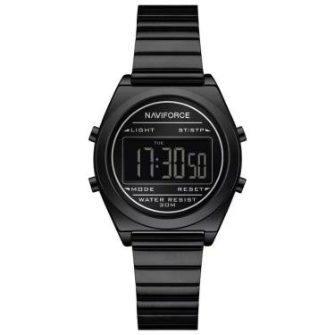 Imagem de Relógio digital feminino com pulseira de aço inoxidável de quartzo elegante