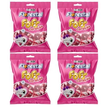 Imagem de Kit 4 Pacotes Marshmallow Coração Morango 220g Fofs Florestal