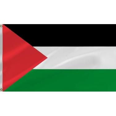 Imagem de Bandeira da Palestina Lyh 20 x 30 m, bandeira nacional palestina, poliéster interno e externo - bandeiras de costura dupla e resistente a UV, com impressão vibrante e ilhós de latão resistente