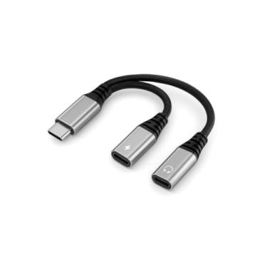 Imagem de Cabo de carregamento divisor USB C, adaptador de carregamento e áudio USB C 2 em 1, compatível com iPhone 16 15 Pro Max, Galaxy S24 S23 S22, Pixel 9 8 7, iPad Pro, laptops e tablets, adaptador USBc