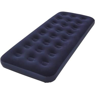 Imagem de Colchão Inflável Solteiro Liso Azul – Portátil e Confortável para Viagem e Camping, Multiuso, Casa Premium