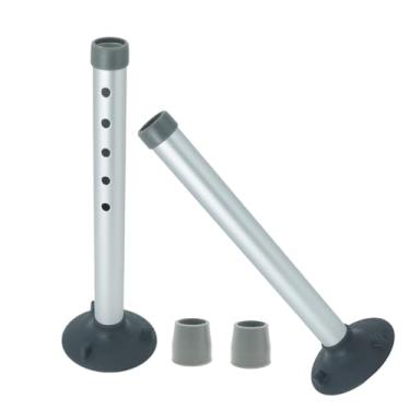 Imagem de Tubo de pé universal e pontas de ventosa para trilho de segurança de banheiro, cadeira de chuveiro e banco de banho - 5 alturas ajustáveis, pontas de ventosa de substituição e tubos de alumínio, fácil