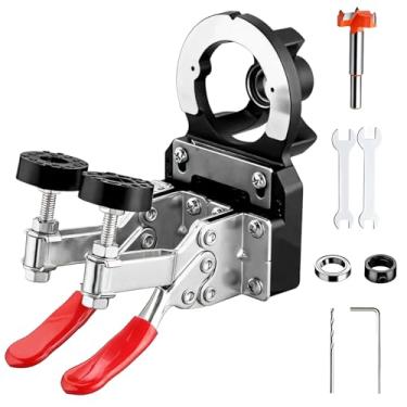 Imagem de Gabarito de dobradiça de posicionamento oculto de 35 mm, liga de alumínio para dobradiça de porta, localizador de orifício de dobradiça de posicionamento oculto, porca ajustável para espessura da