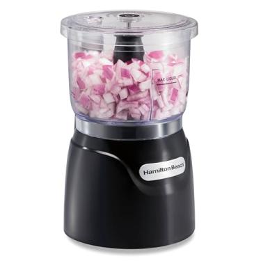 Imagem de Hamilton Beach Cortador elétrico de vegetais e mini processador de alimentos, 3 xícaras, 350 Watts, para cortar, picar e purê, preto (72850)