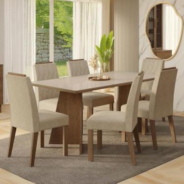 Imagem de Conjunto Sala de Jantar Tampo de Vidro 6 Cadeiras Rustic/crema/imperial Siena Madesa