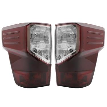 Imagem de Conjunto de luz traseira compatível com Nissan Titan e Titan XD 2016-2023 do lado do passageiro e do motorista, luzes traseiras vermelhas fumadas, substituição da lâmpada de freio traseiro para 26555
