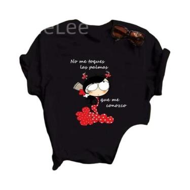 Imagem de Camiseta Feminina Fofa de Dança do Flamengo - Estampa de Desenho Anima