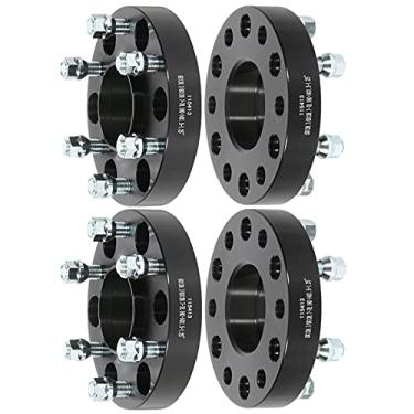 Imagem de ECCPP Conjunto de 4 espaçadores de roda de 3,2 cm 6 x 5,5 6 x 139,7 kit adaptador espaçador de roda com furo de cubo M 14x1,5 78,1 mm para Avalanche Avalanche 1500 Blazer 6 Lug Preto Alumínio
