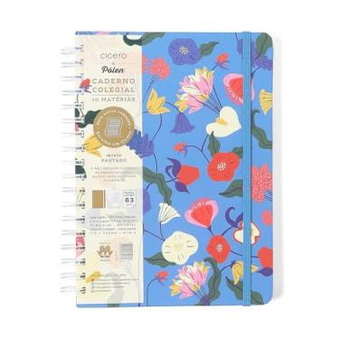 Imagem de CADERNO ESPIRAL DOCE FLORADA PAUTADO 17X24 AZUL 10 MATERIAS 160 FLS