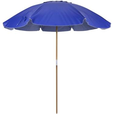 Imagem de Bel - Guarda-Sol Bagum Caioba 2,40m Cabo de Madeira Vareta Fibra Azul Royal