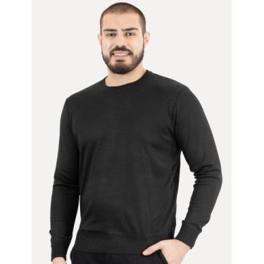 Imagem de Suéter Dixen Masculino Tricot Crewneck Liso Preto, XL/GG