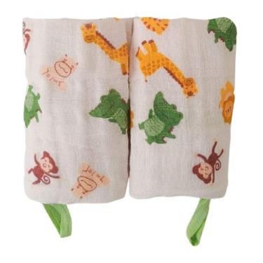 Imagem de Toalhinhas de Boca Soft para Bebê com Prendedor de Chupeta Maternidade Enxoval (Safari)