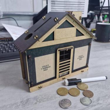 Imagem de Cofrinho Cofre Casa Banco Dinheiro Woodbox Japones Poupançap