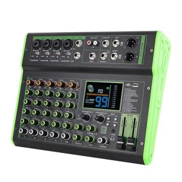 Imagem de Mesa de Som Profissional Multifuncional de 6 Canais com 100 Efeitos de Reverb, Phantom Power de 48 V, Bluetooth e Conexão Telefônica Sem Fio para Ao Vivo/Karaokê/Gravação
