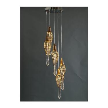 Imagem de Lustre moderno LED Lustre de cristal Escada giratória Lustre Sala de estar Lustre Sala de estar Lustre Quarto Iluminação Lustre Pingente Luminária Lustre Luminária