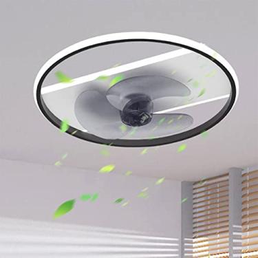 Imagem de Luminária Retro, Ventilador de Teto com Lâminas Invisíveis LED, Luz Regulável e 3 Velocidades, Luz de Teto com Ventiladores, Cozinha, Quarto, Sala de Estar, Lustre, Função de Temporização, L