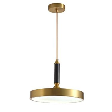 Imagem de Lustre de teto minimalista, luminária suspensa de vidro e latão, cabeça única, luminária pendente redonda, LED (20 cm), adequada para restaurante, quarto, ilha de cozinha, bar (B