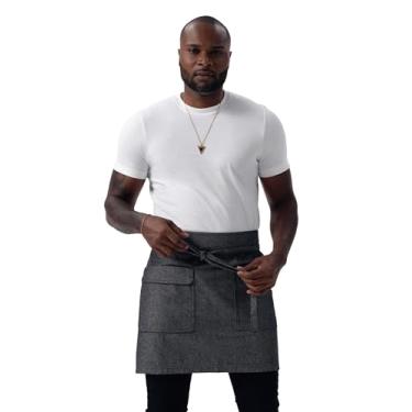 Imagem de Chef Works Avental unissex utilitário meio bistrô, preto natural, tamanho único