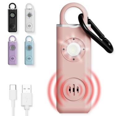 Imagem de Rechargeable Personal Alarm Keychain for Women Protection – Safety 130 dB Siren Sound Whistle with LED Light – Emergency Security Alert Pull Pin Noise Maker Key Chain by WETEN (Pink)