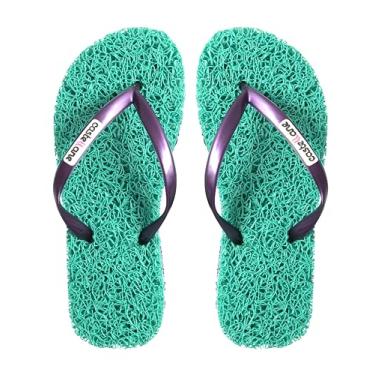Imagem de Chinelo Confort Feminino indicado para pessoas que sofrem com Fascite Plantar, esporão de calcâneo, Hiperidrose PLantar e Neuroma de Morton, além disso, dá a sensação de estar pisando em um tapete macio. (Verde Piscina, BR, Adulto, Faixa Numérico, 39, 40)