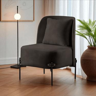 Imagem de Poltrona para Sala de Estar Madeira Maciça Aurora Luxo Preto