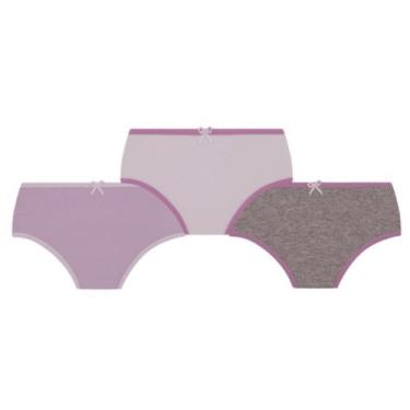 Imagem de Calcinha Lobinha Infantil Básica 18101-089 C/3, Branco, Cinza, Lilás, 