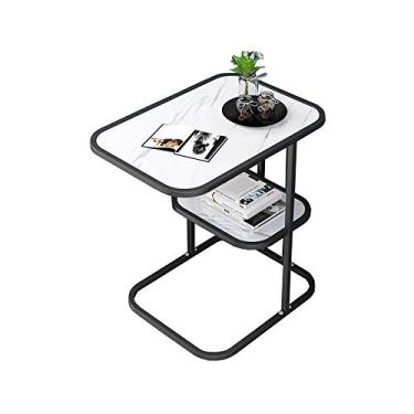 Imagem de Mesa lateral criativa multifuncional para sala de estar pequena mesa de chá sofá canto moldura de ferro quadrado mesa de centro sofá lateral