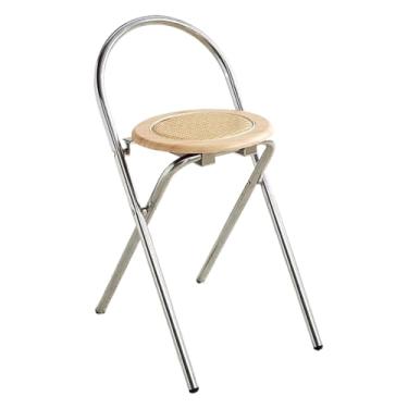 Imagem de TLTDSMY Banquetas de bar, banqueta dobrável, banco de bar com assento de vime, cadeira dobrável de café da manhã com moldura de aço/marrom/30 * 30 cm