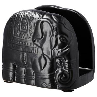 Imagem de MAKOLO Porta-guardanapos de cerâmica para mesa de cozinha de guardanapos de papel (preto nº 1)