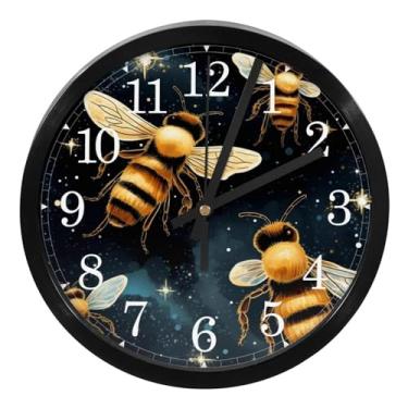 Imagem de LILINWAN Relógio de parede 24 cm sem tique-taque silencioso operado por bateria relógio de parede redondo moderno estilo simples decoração relógio para escritório/escola/quarto/sala de estar