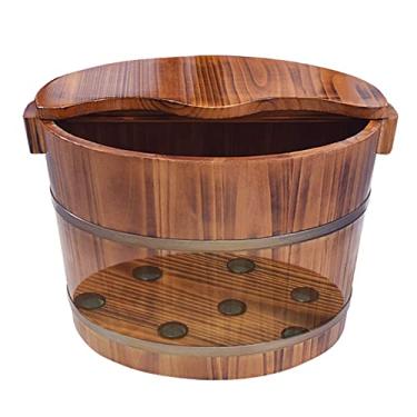 Imagem de Balde de madeira para pés espesso, lavatório doméstico, ajuda a dormir, spa para pés, adequado para pedicure de spa familiar, banho de pés, massagem, spa, sauna, imersão B (D)