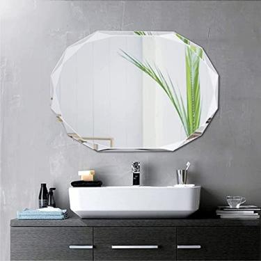 Imagem de LIFOND Espelho de banheiro montado na parede, espelho decorativo sem moldura, espelho de maquiagem angular multiprisma, 45 x 60 cm, 50 x 70 cm, 60 x 80 cm, espelho de decoração de parede 50 x 70 cm