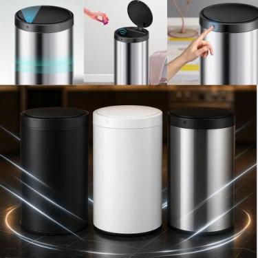 Imagem de Lixeira Inox Automática Grande Inox 40L. Sensor Inteligente - GLOBALMI
